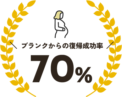 ＼ ブランクからの復帰成功率 ／ 70%